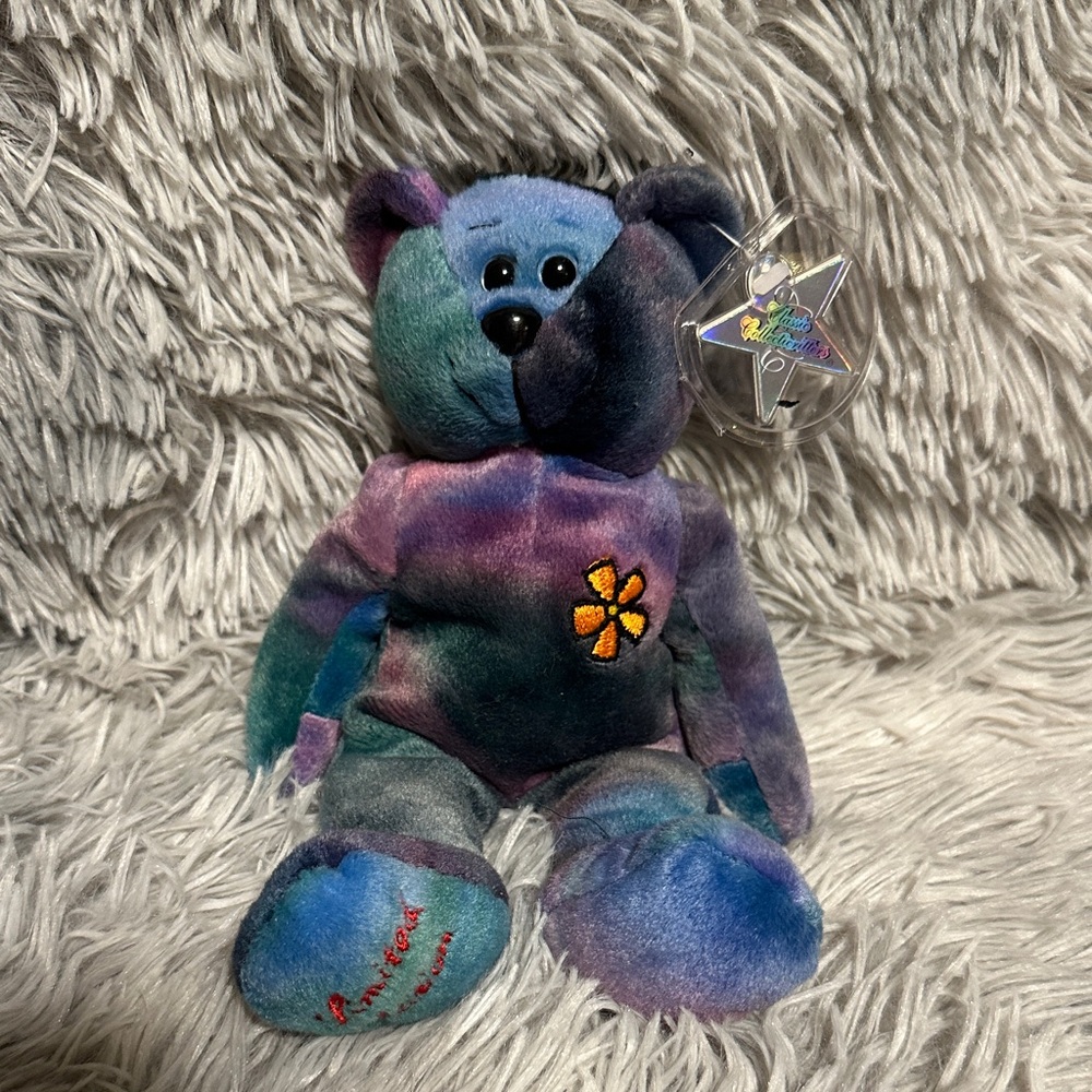 Limited edition Tie-Dye Teddy Bear with Flower Embroidery